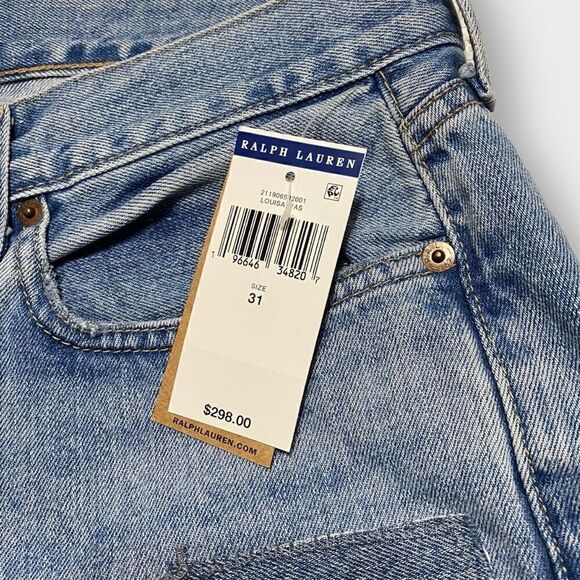 Polo Ralph Lauren Avery Boyfriend Patchwork Distressed Jeans Womens size 31 New - Picture 12 of 12